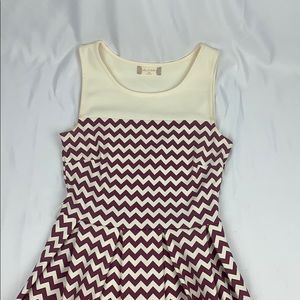 Purple and Cream Chevron Mini Dress XS